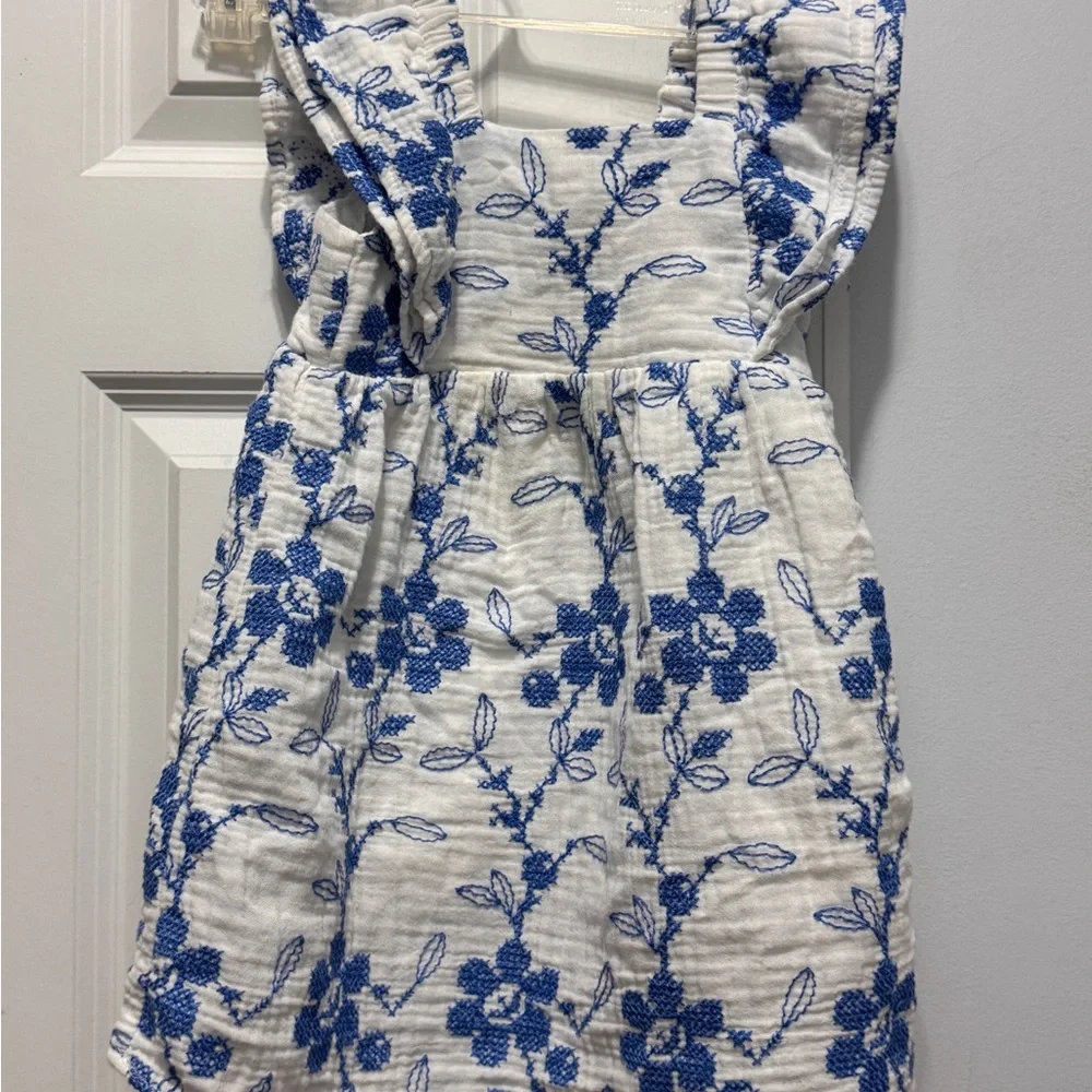 Zara Blue and White Ruffled Tiered Sundress size 3-4